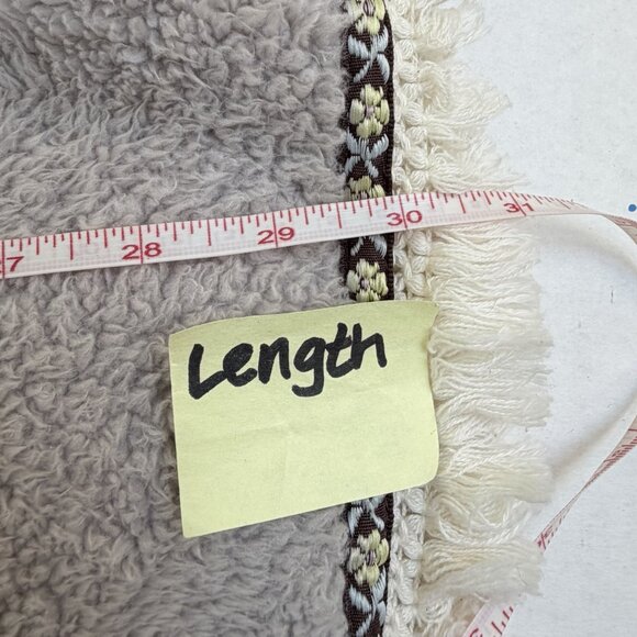 Natural Life Sherpa Fringed Trim Hooded Jacket One Size O/S Beige Fleece Boho - Picture 8 of 9